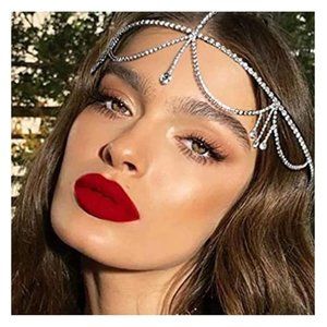 Rhinestone Waterdrop Head Chain: Bridal Hair Jewelry